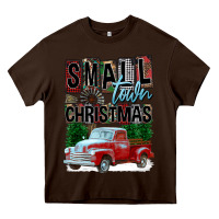 Chocolate Brown Small Town Christmas Heavy Core Tee - FaDigitalArtStudio