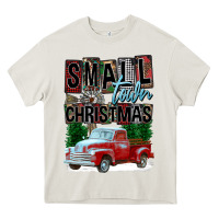 Cream Small Town Christmas Heavy Core Tee - FaDigitalArtStudio