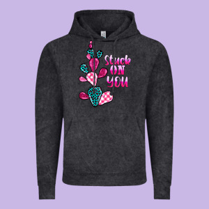 Stuck On You Cactus Vintage Hoodie Designed By Barkaloodesign