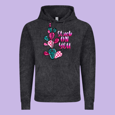Stuck On You Cactus Vintage Hoodie Designed By Barkaloodesign