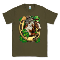 Army Green Horse with horseshoe st patricks day Classic Tee - FaDigitalArtStudio