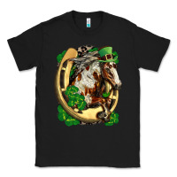 Black Horse with horseshoe st patricks day Classic Tee - FaDigitalArtStudio