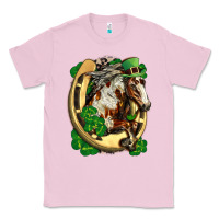 Bubblegum Pink Horse with horseshoe st patricks day Classic Tee - FaDigitalArtStudio