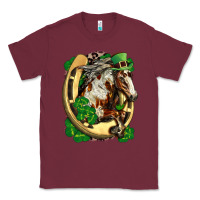 Burgundy Horse with horseshoe st patricks day Classic Tee - FaDigitalArtStudio