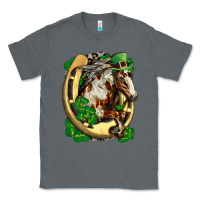 Charcoal Heather Horse with horseshoe st patricks day Classic Tee - FaDigitalArtStudio