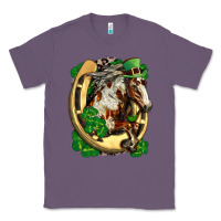 Lavender Horse with horseshoe st patricks day Classic Tee - FaDigitalArtStudio