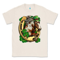 Natural Horse with horseshoe st patricks day Classic Tee - FaDigitalArtStudio