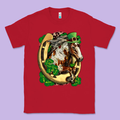 Horse With Horseshoe St Patricks Day Classic Tee Designed By Fadigitalartstudio
