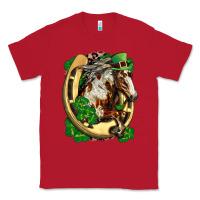 Red Horse with horseshoe st patricks day Classic Tee - FaDigitalArtStudio