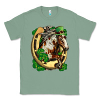 Sage Horse with horseshoe st patricks day Classic Tee - FaDigitalArtStudio