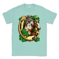 Seafoam Horse with horseshoe st patricks day Classic Tee - FaDigitalArtStudio
