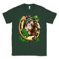 Sports Green Horse with horseshoe st patricks day Classic Tee - FaDigitalArtStudio