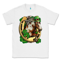 White Horse with horseshoe st patricks day Classic Tee - FaDigitalArtStudio