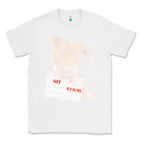 White pitbull t  shirt i sit for you will you stand for me t  shirt Classic Tee - linhVisuals