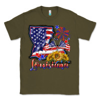 Army Green 4th of july  louisiana map Classic Tee - BarkalooDesign