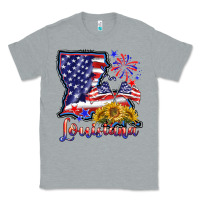 Heather Grey 4th of july  louisiana map Classic Tee - BarkalooDesign