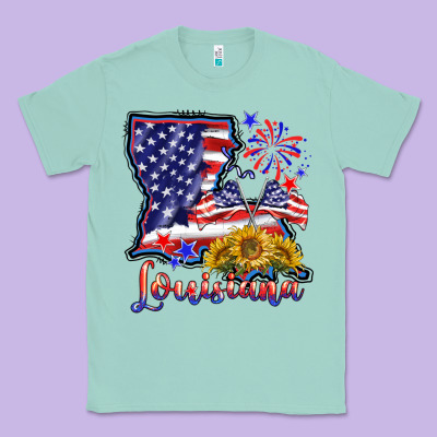 4th Of July  Louisiana Map Classic Tee Designed By Barkaloodesign