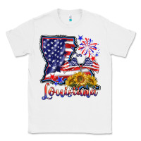 White 4th of july  louisiana map Classic Tee - BarkalooDesign