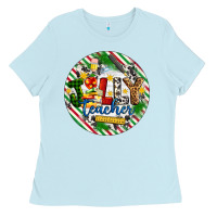Baby Blue Christmas Jolly Teacher Ladies Tee - Artiststas