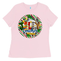 Bubblegum Pink Christmas Jolly Teacher Ladies Tee - Artiststas