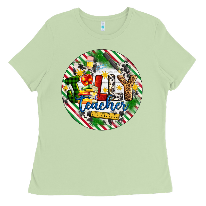 Christmas Jolly Teacher Ladies Tee by Artiststas | Teevron