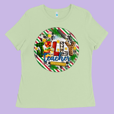 Christmas Jolly Teacher Ladies Tee Designed By Artiststas