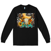 Black western texas  and cowhide with sunflower Long Sleeve Tee - Artiststas