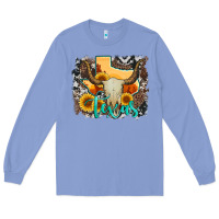 Colony Blue western texas  and cowhide with sunflower Long Sleeve Tee - Artiststas