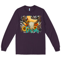Plum western texas  and cowhide with sunflower Long Sleeve Tee - Artiststas