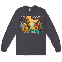 Smoke western texas  and cowhide with sunflower Long Sleeve Tee - Artiststas