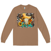 Toasted Coconut western texas  and cowhide with sunflower Long Sleeve Tee - Artiststas