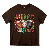 Chocolate Brown Merry christmas calfs Heavy Core Tee - FaDigitalArtStudio