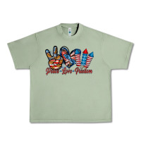 Oil Green peace love freedom Urban Heavy Tee - RacoonDesign