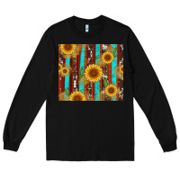 Black western sunflower cactus serape and cowhide Long Sleeve Tee - Artiststas