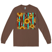 Chestnut western sunflower cactus serape and cowhide Long Sleeve Tee - Artiststas