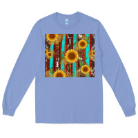 Colony Blue western sunflower cactus serape and cowhide Long Sleeve Tee - Artiststas