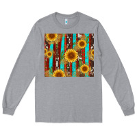 Heather Grey western sunflower cactus serape and cowhide Long Sleeve Tee - Artiststas