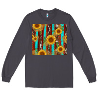 Smoke western sunflower cactus serape and cowhide Long Sleeve Tee - Artiststas