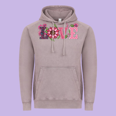Walentine's Day Love Sunflower Vintage Hoodie Designed By Barkaloodesign