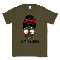 Army Green Baseball Mom Skull Classic Tee - linhVisuals