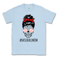 Dusty Blue Baseball Mom Skull Classic Tee - linhVisuals