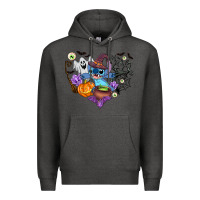 Charcoal Heather stitch heart halloween Premium Hoodie - AdoDesignShop