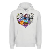 Dove Grey stitch heart halloween Premium Hoodie - AdoDesignShop
