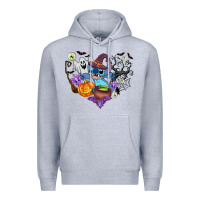 Heather Grey stitch heart halloween Premium Hoodie - AdoDesignShop