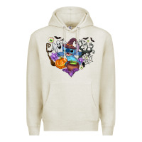 Oatmeal Heather stitch heart halloween Premium Hoodie - AdoDesignShop