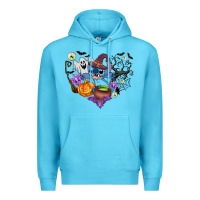 Ocean Blue stitch heart halloween Premium Hoodie - AdoDesignShop