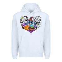 White stitch heart halloween Premium Hoodie - AdoDesignShop