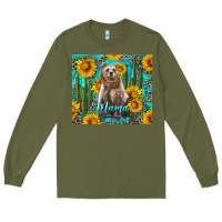 Army Green mama bear with sunflowers and cactus Long Sleeve Tee - Artiststas