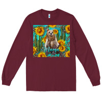 Burgundy mama bear with sunflowers and cactus Long Sleeve Tee - Artiststas