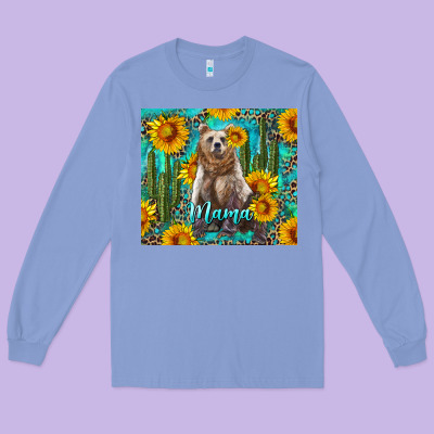 Mama Bear With Sunflowers And Cactus Long Sleeve Tee Designed By Artiststas